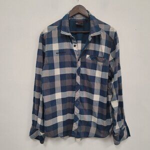 Mammut Mens Long Sleeve Button Up Shirt Size XL Blue Plaid English Countryside